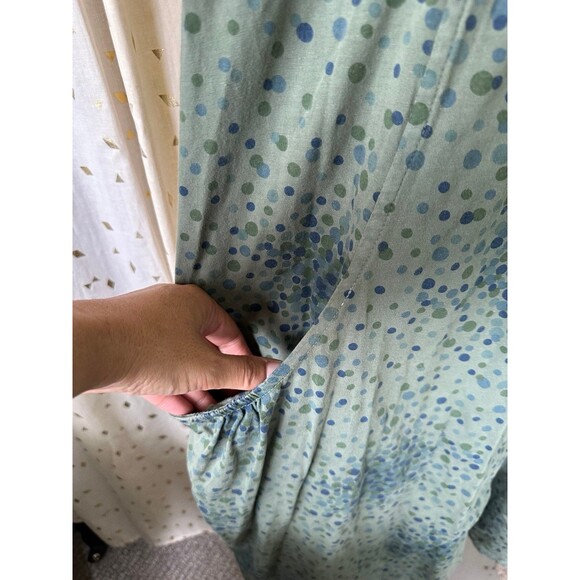 Color Me Cotton CMC Lagenlook Front Pockets Watercolor Circles Dots Midi Dress L - Picture 3 of 5